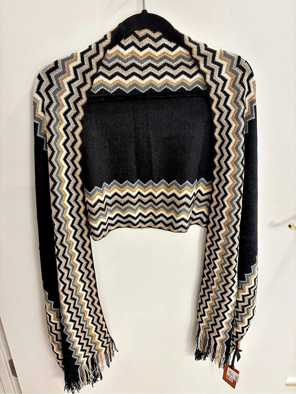 Missoni Geometric Wool Blend Scarf in Black & Gold NWT